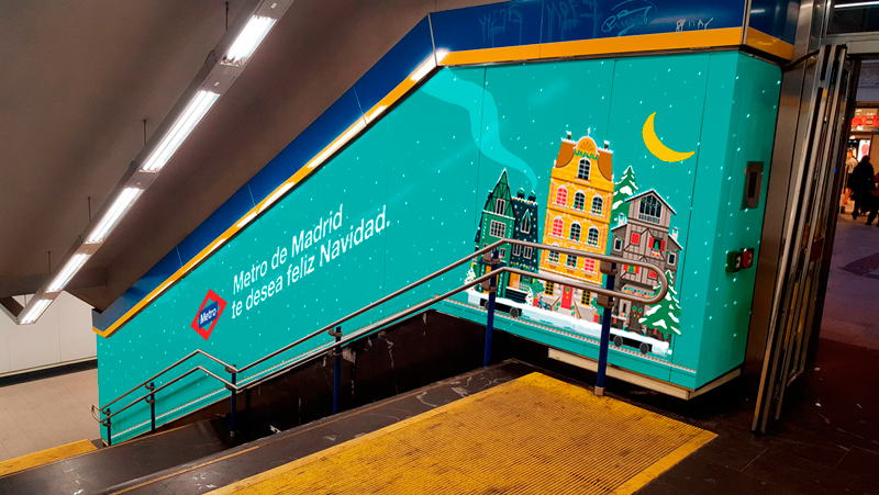 Navidad Metro Madrid, diseño de ilustraciones para campaña