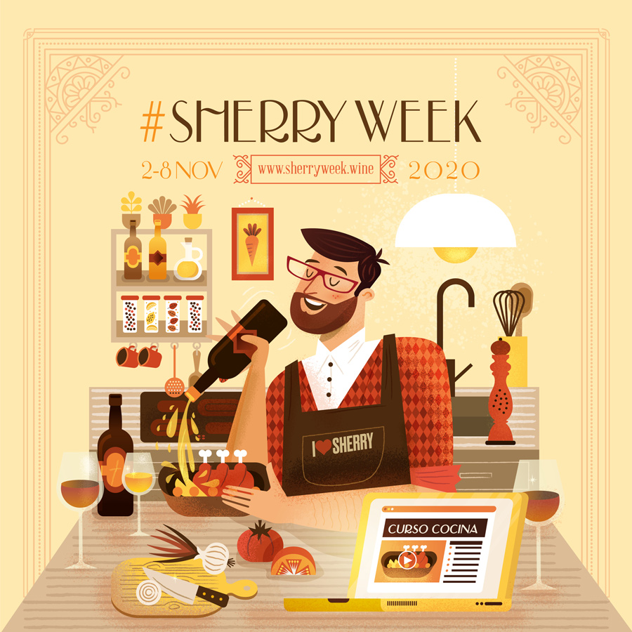 Diseño ilustración Curso Cocina Sherry Week