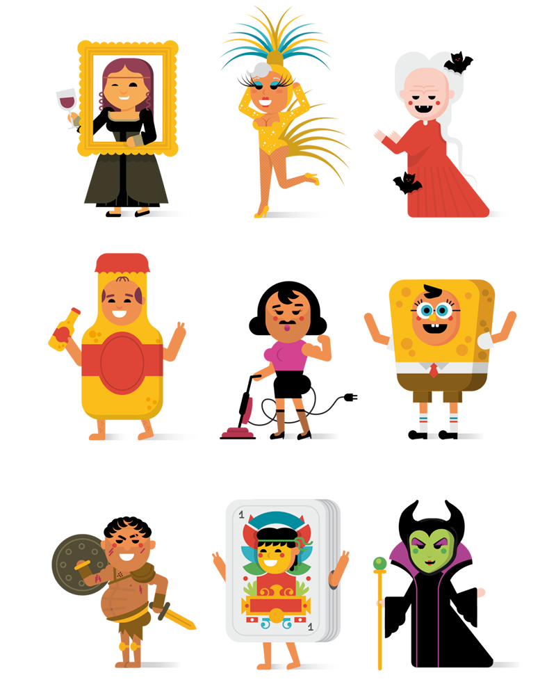 Calendario Carnaval, cartel con diseño de personajes
