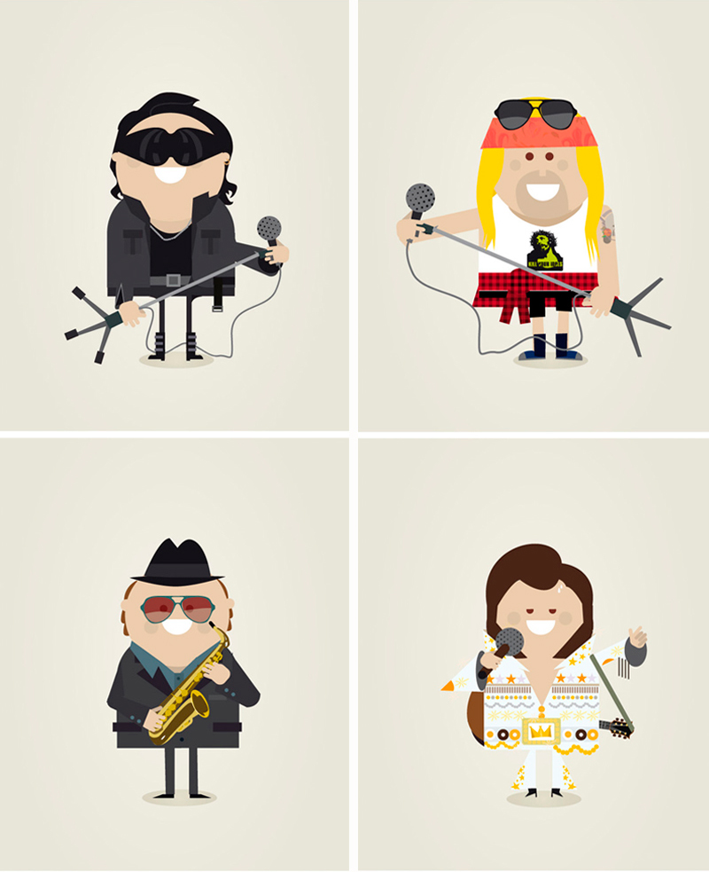 Musicon, diseño de personajes del mundo de la música
