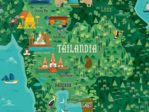 Ilustración mapa Tailandia rebombo estudio