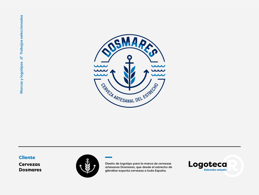Diseño de logotipo para la marca de cervezas artesanas Dosmares, que desde el estrecho de gibraltar exporta cervezas a toda España.