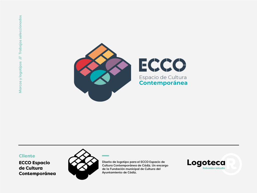 Diseño de logotipo para el ECCO Espacio de Cultura Contemporánea de Cádiz. Un encargo de la Fundación municipal de Cultura del Ayuntamiento de Cádiz.