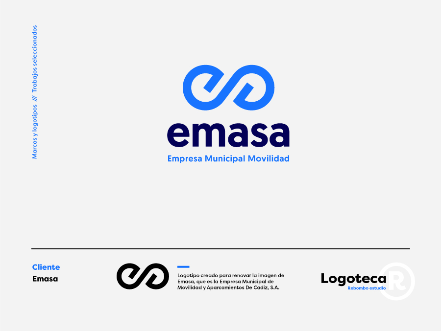 Logotipo creado para renovar la imagen de Emasa, que es la Empresa Municipal de Movilidad y Aparcamientos De Cadiz, S.A.