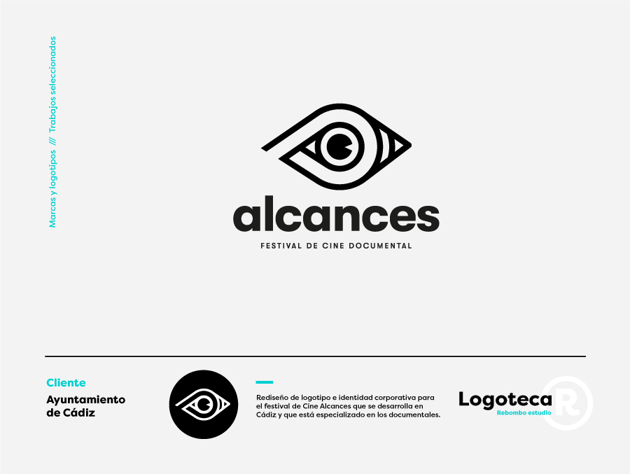 Rediseño de logotipo e identidad corporativa para el festival de Cine Alcances que se desarrolla en Cádiz y que está especializado en los documentales.