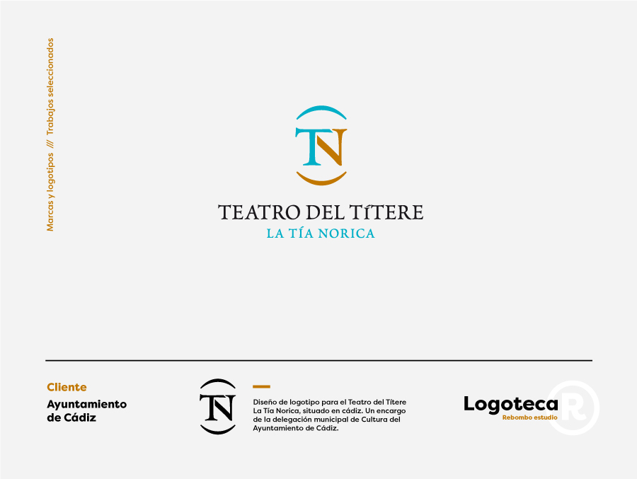 Diseño de logotipo para el Teatro del Títere La Tía Norica, situado en cádiz. Un encargo de la delegación municipal de Cultura del Ayuntamiento de Cádiz.