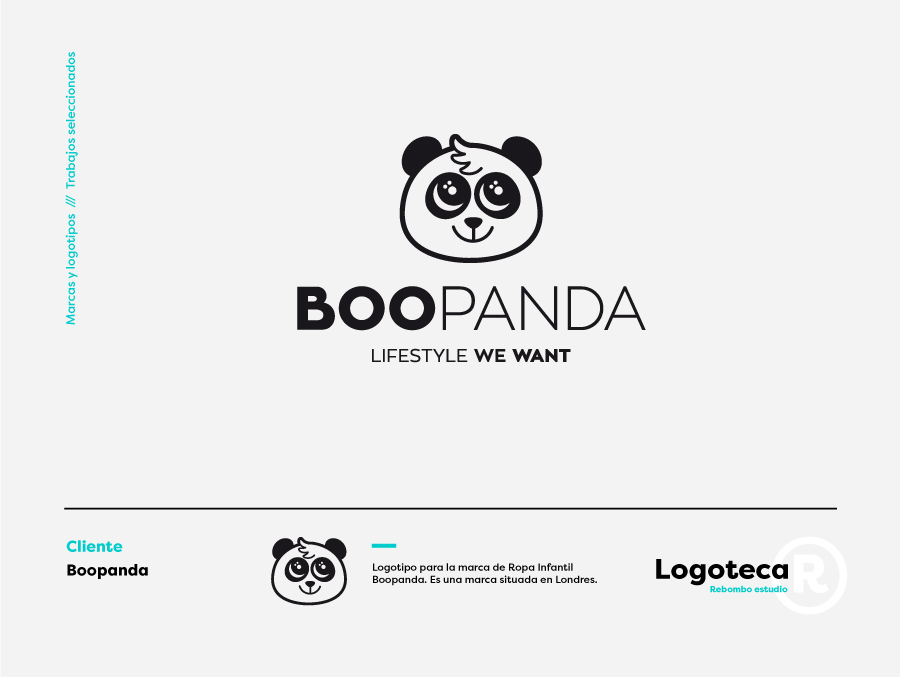 Logotipo para la marca de Ropa Infantil Boopanda. Es una marca situada en Londres.