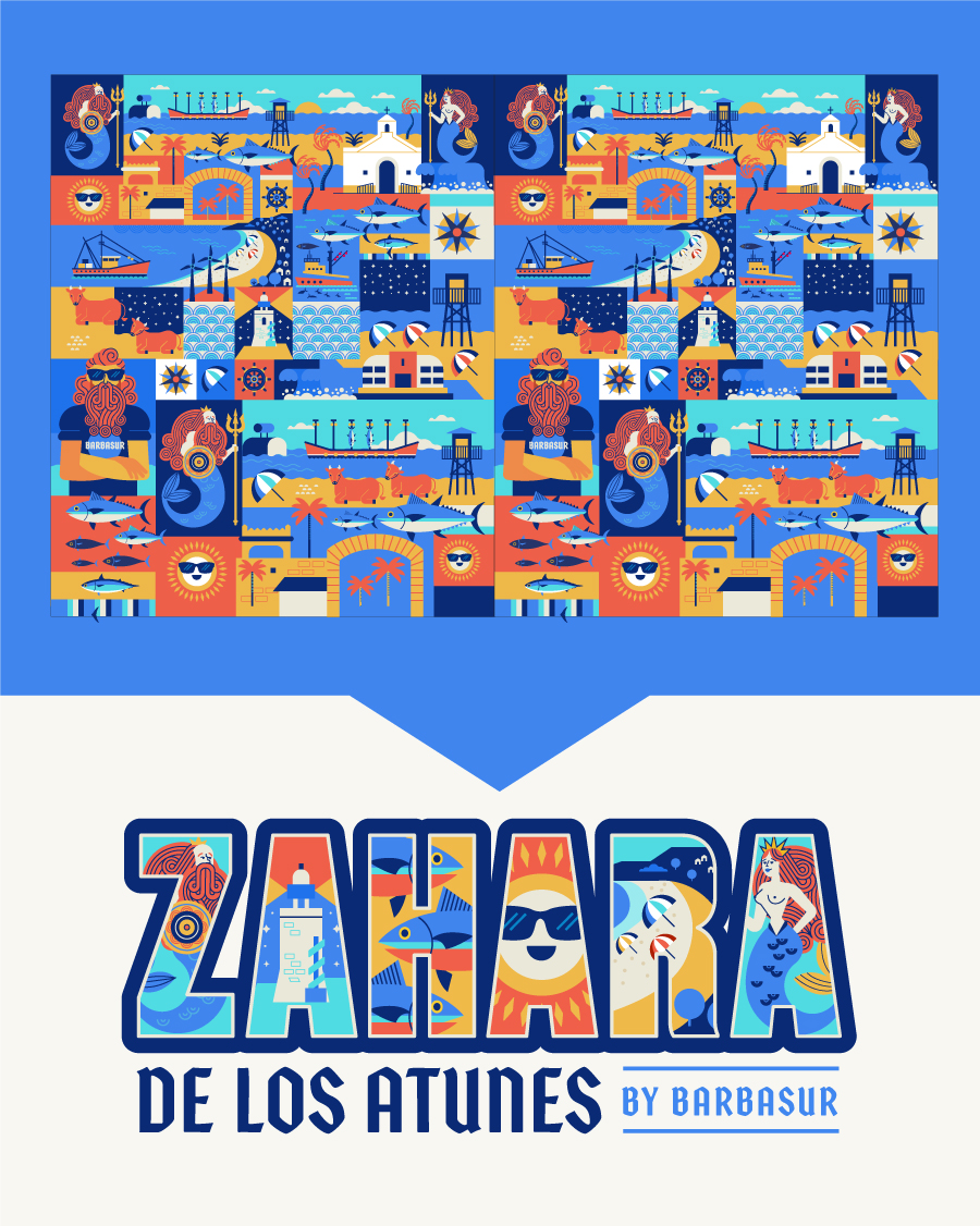 Ilustración y mural Barbasur Zahara atunes Cádiz Barbasur Zahara atunes Cádiz